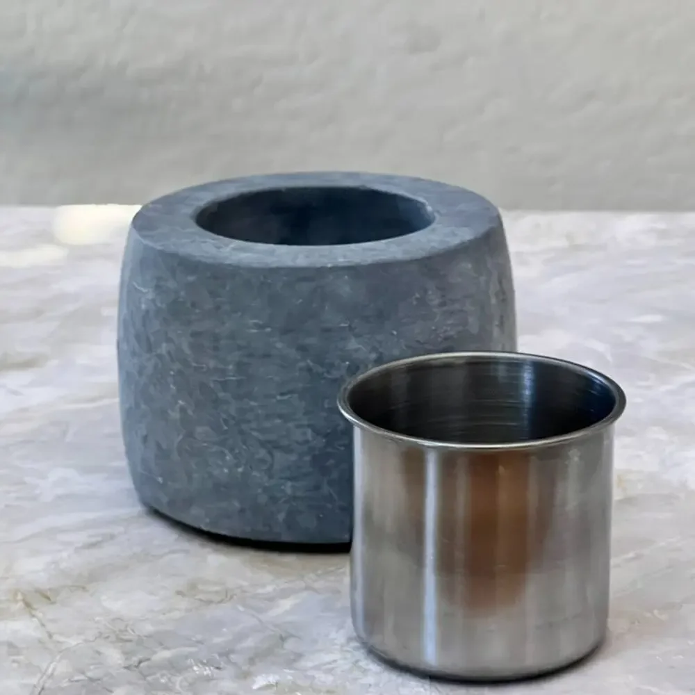 Tabletop Fireplace Cement Flame Pit Modern Decor